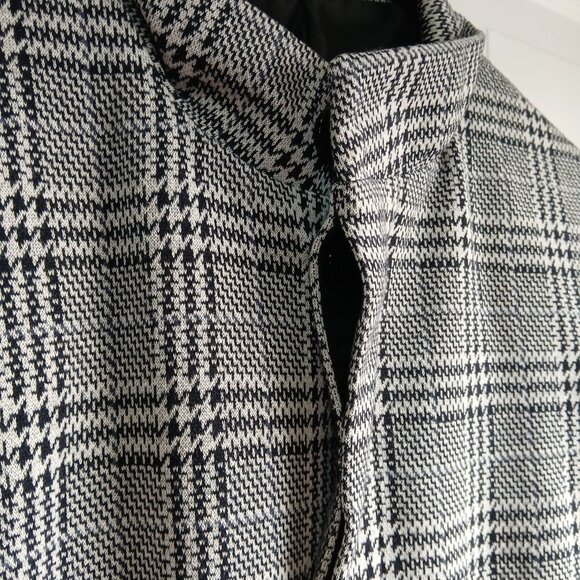 Zara Man Black and White Plaid Mid Length Trench Coat Size Medium - Picture 10 of 11